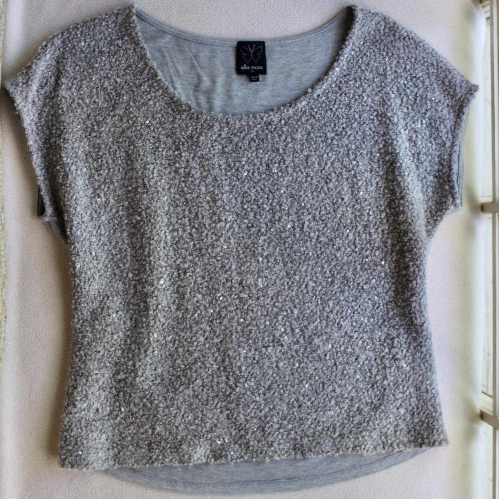 Ella Moss Gray Sequin Top